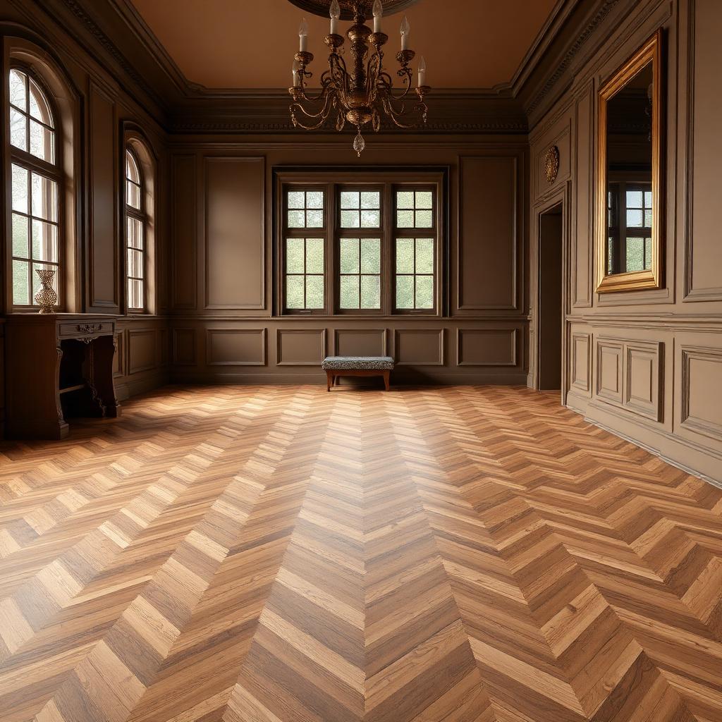 Hongaarse punt vloer in elegant klassiek interieur