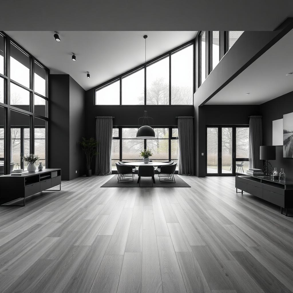 Koel grijs laminaatvloer in modern appartement