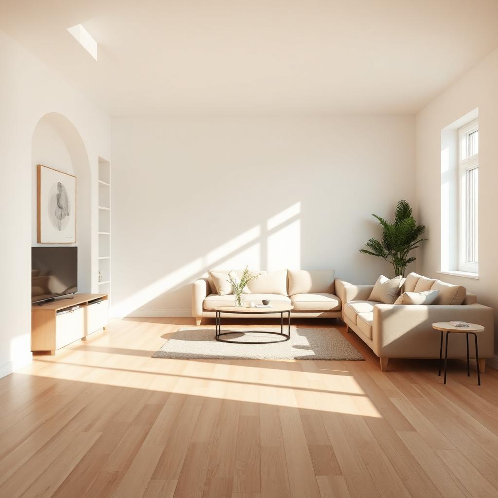 Licht eiken PVC vloer in een moderne woonkamer