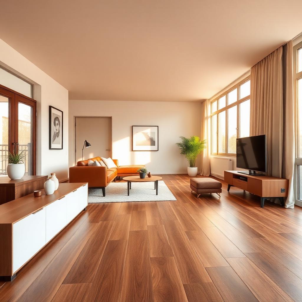 Walnoot bruine PVC vloer in luxe interieur